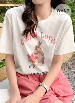 [만원의행복] 러브래빗 프린팅 반팔 티셔츠 - tt21524