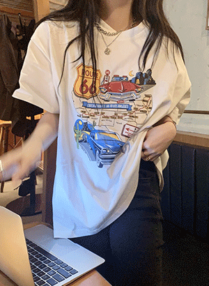[여름신상/캐주얼] 쏘카 프린팅 루즈핏 반팔 티셔츠